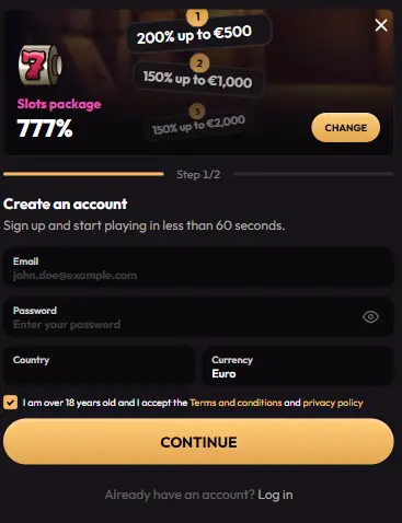 Mad Casino register